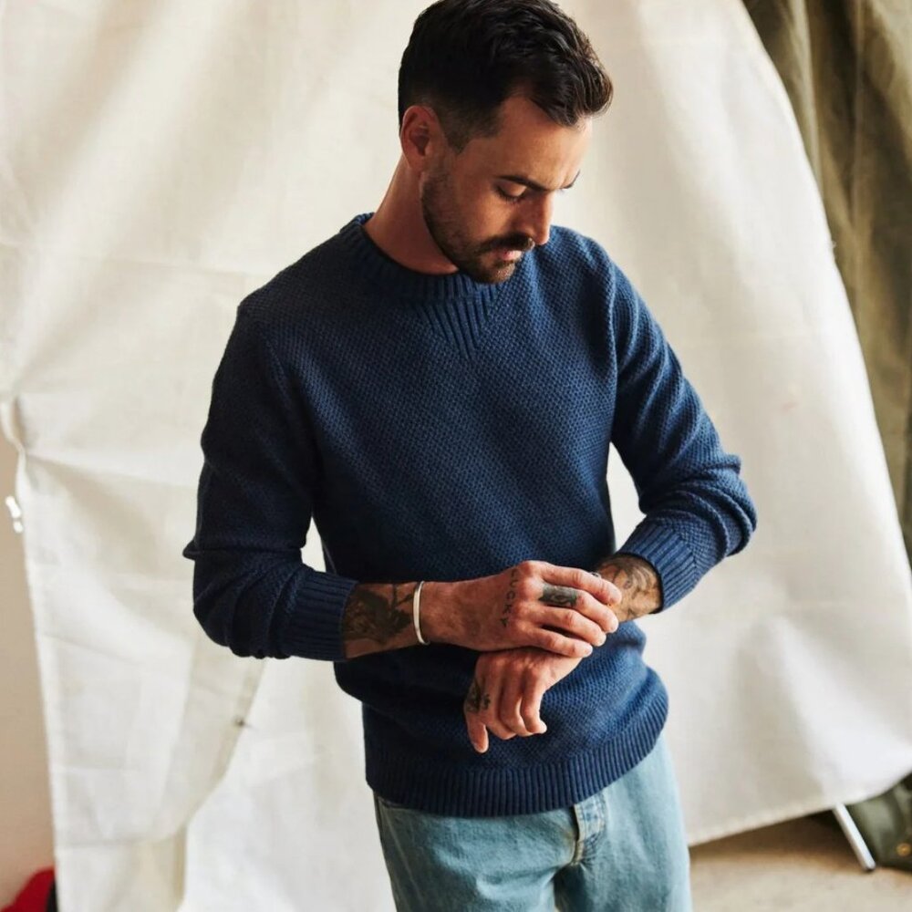 Taylor Stitch Russell Sweater – Heather Blue – Men’s XL (Size 44)
